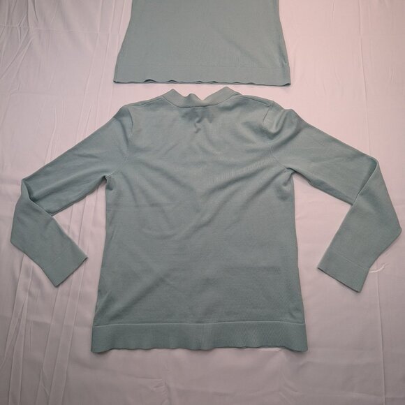 RARE Pendleton Twin Set Mock Neck Sleeveless Shell & Cardigan Sweater Teal Xs - Picture 3 of 16